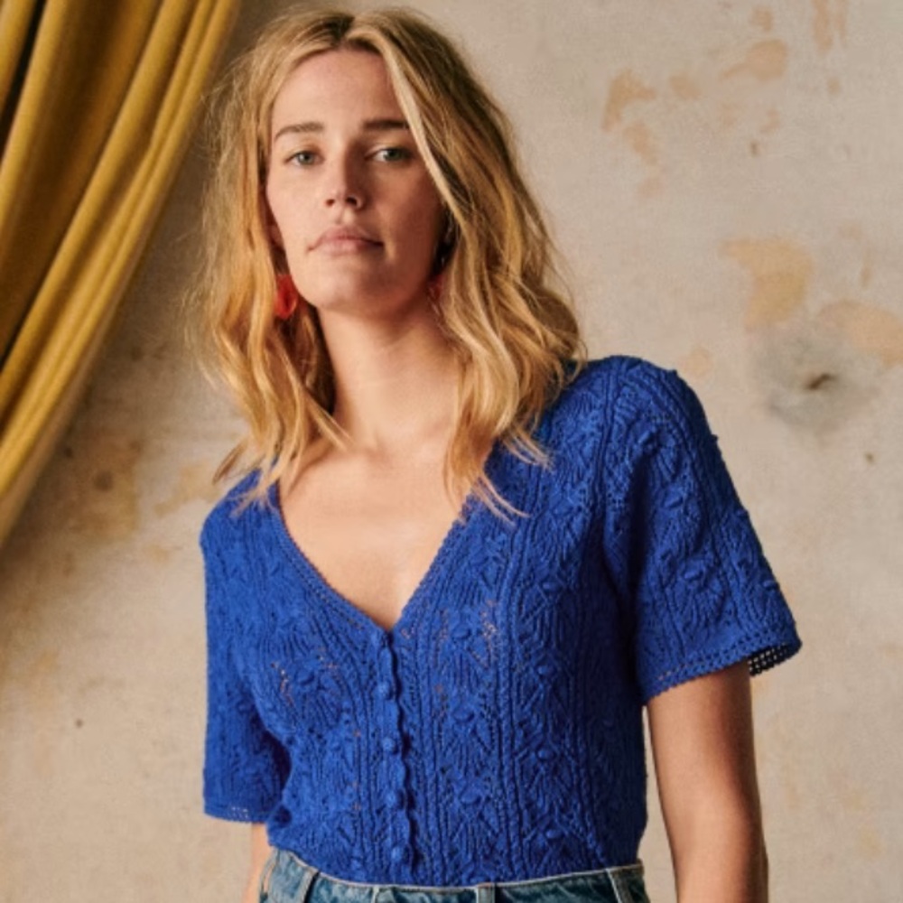 EUC Sézane Cybele Sweater in Electric Blue - Size Small